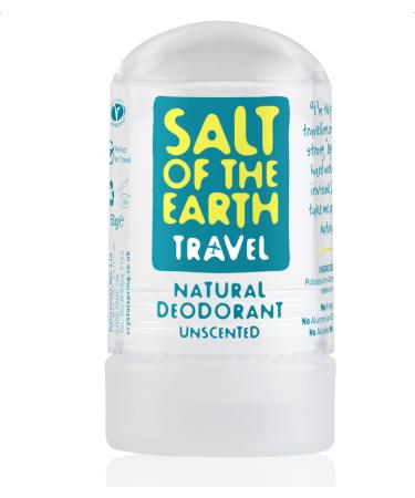 Salt of the Earth - Travel Sized Natural Deodorant Crystal - Fragrance Free Vegan Long Lasting Protection Leaping Bunny Approved - Unscented - 50g Travel Crystal 50 g (Pack of 1)