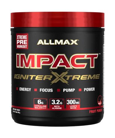 ALLMAX Nutrition - Impact Igniter Xtreme Pre Workout Powder - with Citrulline Malate Beta - Alanine Caffeine Taurine and Betaine anhydrous - Fruit Punch - 360g Fruit Punch 360 g (Pack of 1)
