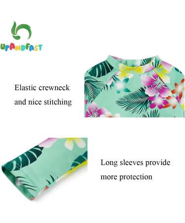 UPF 50+ Sun Protection Baby Girls Swimsuit with Snap Bottom | Green Flower | 18-24 Months - Buy Online on SooperMarket.com