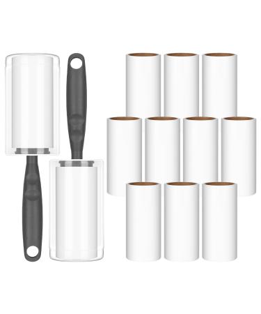 Fantesi 12 pieces lint roller extra sticky lint roll (60 sheets each) with 2 rollers 2 dust protection cases lint roller for animal hair sticky roller removers for hair cat hair dog hair