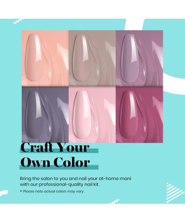 Beetles Gel Nail Polish Kit with UV Light - 6 Colors Fall Collection Soak Off Nude Gray Purple Mauve Light Pink - DIY Home Gift for Her - Buy Online on SooperMarket.com
