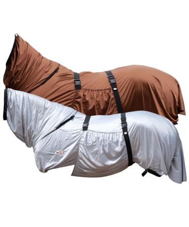RL24 - eczema ceiling with neck part & abdomen |Flying ceiling to protect against insects |Fine -meshed tissue double front closure & leg cords |Outdoor horse ceiling in silver gray |125cm silver gray 125cm