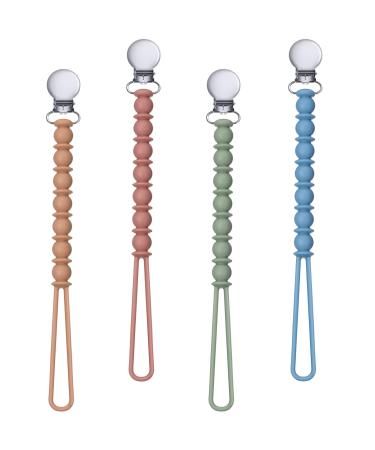 Nuanchu 4 Pcs Pacifier Clips Baby Soothie Paci Strap Teething Relief Beads Holder Pacifier Strap Teether Toy for New Parents Newborn Baby Boy Girl Birthday Shower Party Supplies Gifts