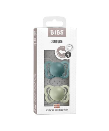 BIBS Couture Baby Pacifier 2-Pack | Made in Denmark | BPA Free | Anatomical Nipple | Natural Rubber Latex | Size 1 (0-6 Months) | Island Sea/Sage - Buy Online on SooperMarket.com