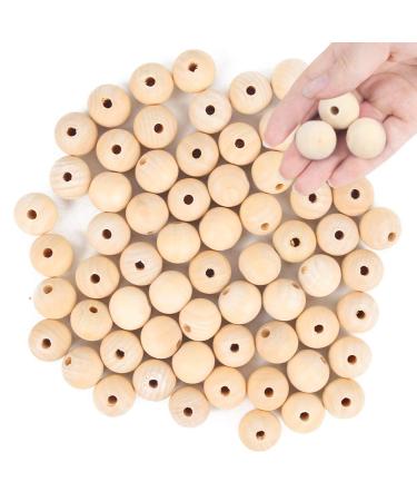 BigOtters Wood Beads  25mm 1Inch Natural Round Wooden Beads Unfinished Loose Wood Beads Crafts Round Ball Wooden Spacer Beads for Home Farmhouse Decor and DIY Crafts Jewelry Making