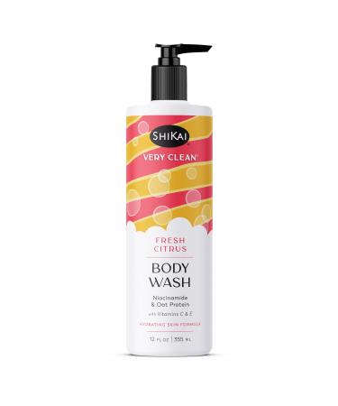 ShiKai Very Clean Body Wash (Fresh Citrus 12 oz) | Hydrating Gel Cleanser for Dry Skin | With Niacinamide Oat Protein Vitamins C & E