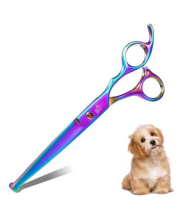 DRGSKL Especially dog care scissors offset handle care scissors for medium to large dogs of Japanese stainless steel 440c rainbow rainbow-straight