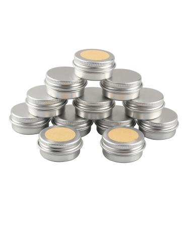 Basic packing 12 pieces 10ml of silver empty round aluminum socket with screw cap aluminum socket aluminum screw box candle boxes Croed cans Cosmetic cans tin cans with 12 pieces 25mm sticker