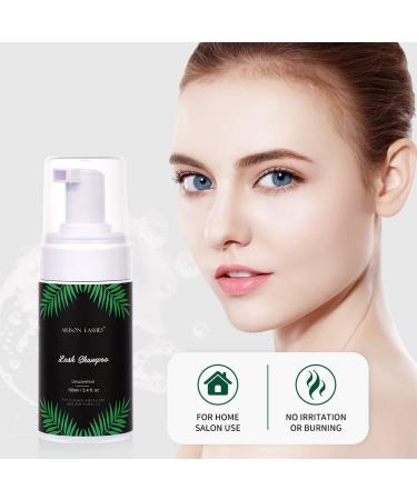 100ml Eyelash Extension Cleanser & Lash Mousse | Lash Shampoo for Extensions with Mascara Brush & Reusable Makeup Remover Pad - Buy Online on SooperMarket.com