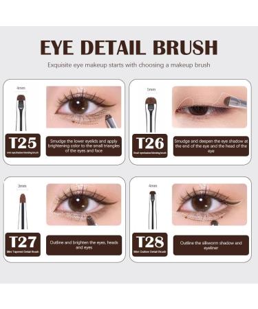 1/4Pcs Small Angle Precise Detail Eyeshadow Brush Soft Horse Hair Eyelid Highlighter Lying Silkworm Up Eyes Brushes Makeup Make - Buy Online on SooperMarket.com