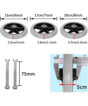 Wheelchair Front Wheel Front Wheelchair Wheel Replacement Wheel for Rollators 2 Pcs Solid Tyre 6" 7" 8" Walker Wheels Black/Gray Firm Tread for Easier Rolling(Gray 7Inch/17Cm) 7Inch/17Cm Grey - Buy Online on SooperMarket.com