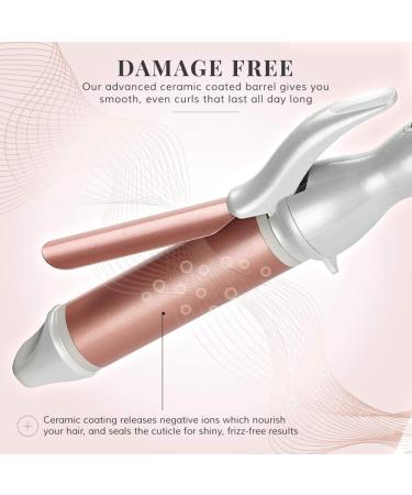 34mm Ceramic Curling Wand for Short to Long Hairstyles - Lily England Rose Gold Curling Tongs - Adjustable Temperature - 2M Swivel Cord - Buy Online on SooperMarket.com