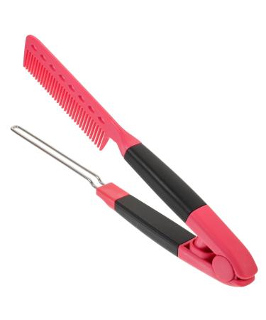NOLITOY Styling Comb Straighten Comb Flat Hair Clip Barber Comb Flat Iron Comb Professional Curling Iron Hair Styling Tools Knotty Hair Comb Alloy Women's Accessories Household 23.5X3X2CM Rosy