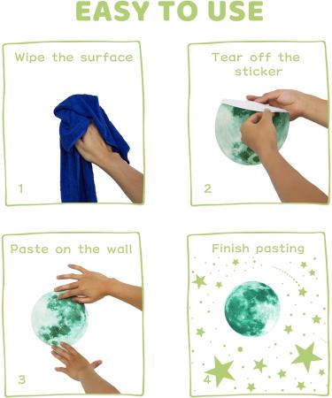 ECHOCUBE Glow in the Dark Wall Stickers Set - 637pcs Stars, Moon and Dots for Kids Bedroom Decor - Buy Online on SooperMarket.com
