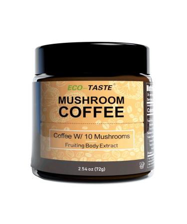 Mushroom Coffee - 36 Servings, Instant Coffee Mix Includes 10 Mushrooms Extract Powder (30% Beta-glucan)