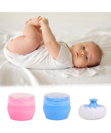 JNAWA Baby Powder Puff Box Drum - 2 Piece Set | Portable Sponge Body Puff for Children | Fluffy Powder Care Box - Buy Online on SooperMarket.com