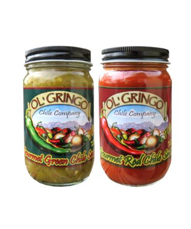 Ol' Gringo Chile Company Flame Roasted New Mexico Green Chile Sauce and Red Chile Sauce - 2 Pack - (Hot Heat)