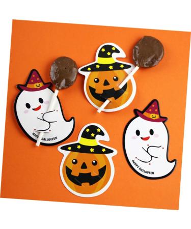 Warmhm 50pcs Halloween Message Card Halloween Candy Tag Packaging Decoration Card Paper Card Halloween Decor Pencil Caps Tooth Charms Candy Wrapping Card Lollipop Pumpkin - Buy Online on SooperMarket.com