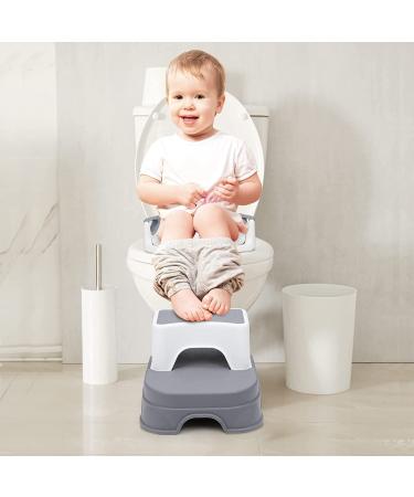 Potty Training Seat with Step Stool Ladder for Kids | Safe Toilet Seat for Boys & Girls | 2-in-1 Design with Splash Guard | Includes 2 Cushions, Cleaning Brush, and Hook | Gray - Buy Online on SooperMarket.com
