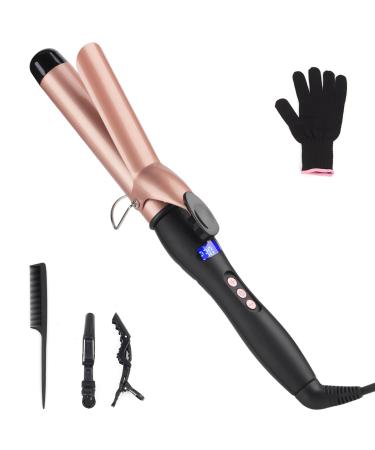 Hair Curling Wand 32mm Curling Iron Professional Ceramic Hair Curler Wand Big Curls with Adjustable Digital Temperature Dual Voltage Auto Shut-Off