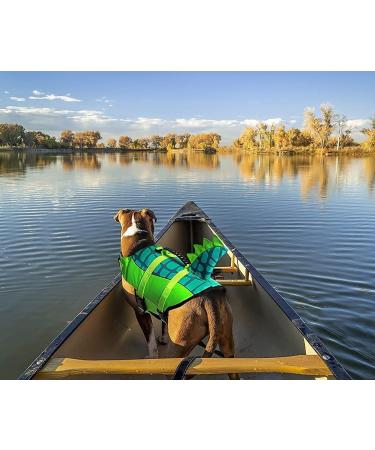Durable Adjustable Dog Life Jacket | Ripstop Pet Safety Vest with Rescue Handle | Enhanced Buoyancy for Anxiety-Free Swimming | Small Medium Large Dogs | Green Dinosaur Design - Buy Online on SooperMarket.com