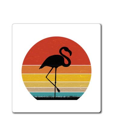 Funny Novelty Tropical Flamingos Tee Shirt Gift Retro Vintage Sunset Silhouette Flamingo Men Women T Shirt Magnets 3" 3"