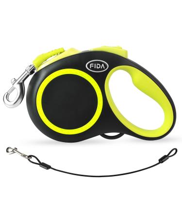 Fida Retractable Dog Lead 5m/16ft Dog Leads for Large Dogs up to 50KG Extendable Dog Lead with Green Reflective Ring for Daily Walking