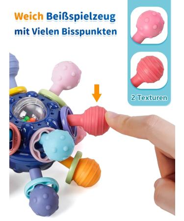 KMMIFF FOOTE BAY Silicone BPA-Free Teether Ball - Soft Dental Aid for Babies 3 Months+ | Relax & Stimulate with Safe Baby Toys in Dark Blue - Buy Online on SooperMarket.com