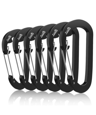 Zalava wiregate carabiner quick lock with 10kn heavy load from aircraft aluminum D form clip set for camping hiking fishing 6 PCs black