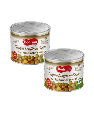 Bodrum Green Lentils in Sauce | Yesil Mercimek Yemegi | Canned Lentils | Unique and Flavourful Dish | Ready To Serve | Traditional Food | Ready Meals | Turkey Origin | 400G (Pack of 2) GREEN LENTILS-PACK OF 2