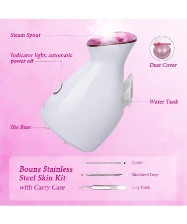 Facial Steamer SPA Sauna Face Humidifier Wolady Home Sauna Steamer Nano Ionic Warm Mist Humidifier Steamer with Stainless Steel Skin Kit for Pores Cleanse Clear Blackheads Acne Skin Cares (Middle) Pink - Buy Online on SooperMarket.com