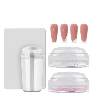 EBANKU 3 pcs Pink Clear Diamond Silicone Nail Stamper Set with Scraper Nail Art Scraper Nail Print Stamper Image Plate Manicure Tools for Women and Girls DIY Nail Decor 3PCS