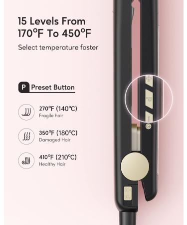 Wavytalk 100% Pure Titanium Hair Straightener | Dual Voltage 1 Inch Flat Iron | Silky Hair Instantly | 170 -450 | Matt Black - Buy Online on SooperMarket.com