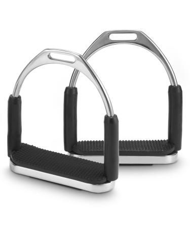 Frdhee safety stainless stainless steel stirrup for adults and children stirrups for saddle safety stirrups with anti -slip tread made of rubber for equestrian sport - 2 pieces