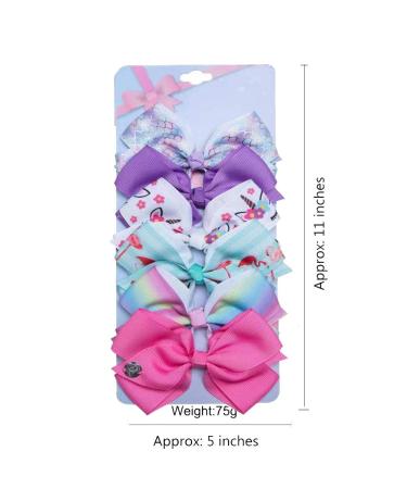 6-Piece Set: 5-Inch Colorful Mermaid Unicorn Rainbow Fish Hair Loops Clips for Toddler Girls - Buy Online on SooperMarket.com