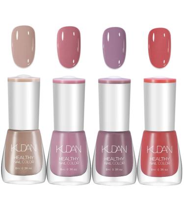 TBeautfave Nail Polish Set Nude Nail Varnish Sets Quick Dry & Long Lasting Red Purple Nail Polish Water Based Natural Nail Varnish Sets for Women DIY Nail Art - No Need Cure 02Nude