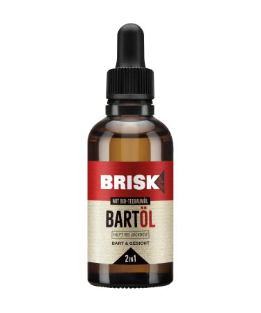 Brisk 2in1 beard oil for men 50 ml beard care with organic tea tree oil quickly moves in well-groomed skin & soft beard hair do not grease for shaving facial care