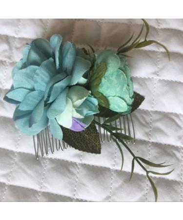 Floral Crown Bride Hair Comb Woman Handmade Side Comb Wedding Hair Accessories for Favor(Blue Flower) - Buy Online on SooperMarket.com