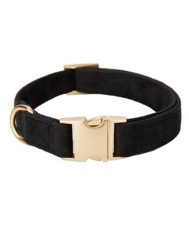 YUDOTE Ultra-soft dog collar natural cotton cord for small dogs with sensitive skin black S (1 pack) black