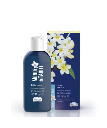 Helan Monoi De Tahiti - Face and Body Tanning Accelerator Body Milk & Tanning Moisturiser with Natural Tan Accelerator Tanning Cream & Sunscreen with Sun Protection SPF 15 - Made in Italy 200 ml