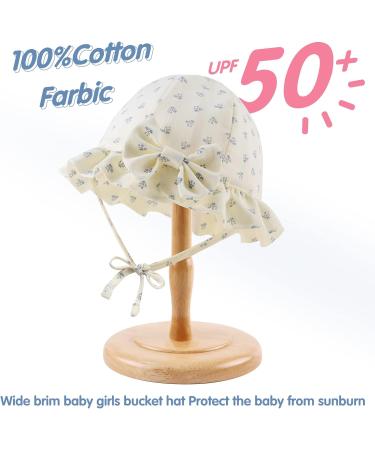 XIAOHAWANG Baby Girl Sun Hat | Embroidered Flower Toddler Bucket Hat | Infant Girls 3-6 Months (Beige) - Buy Online on SooperMarket.com