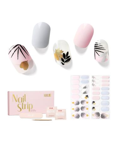 NAILOG Semi Cured Gel Nail Strips 34 pcs Salon-Quality Gel Nail Stickers Long Lasting Nail Wraps for Women with Soft Gel Finish The Oriental