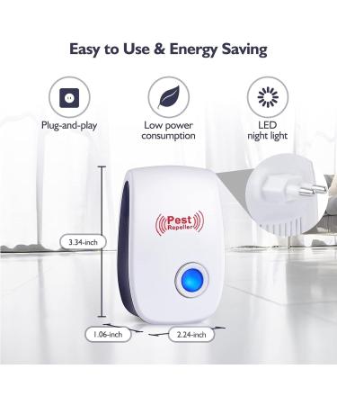 Ultrasound Pest Control - 6 Piece Electronic Mosquito & Insect Defense for Indoor Use | Effective Protection Against Mosquitoes Spiders & Insects - Buy Online on SooperMarket.com