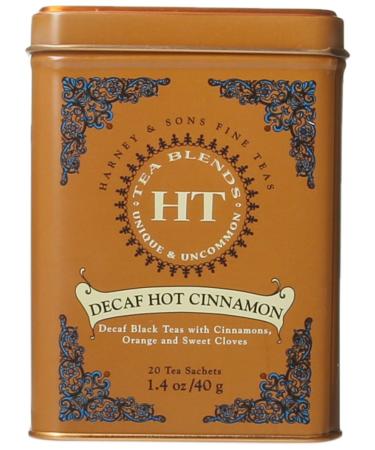 Harney and Sons Decaf Hot Cinnamon , Decaf Flavored Black 20 Sachets per Tin 1.4oz