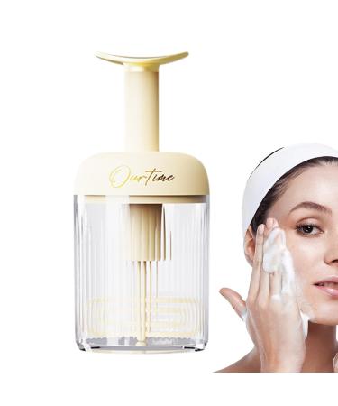 Foam Maker for Face Wash - Transparent Manual Facial Cleanser Foamer Type - Fine Foam Skincare Cleaner Tools for Face Cleanser Shampoo Shower Gel Deep Cleansing Light Yellow