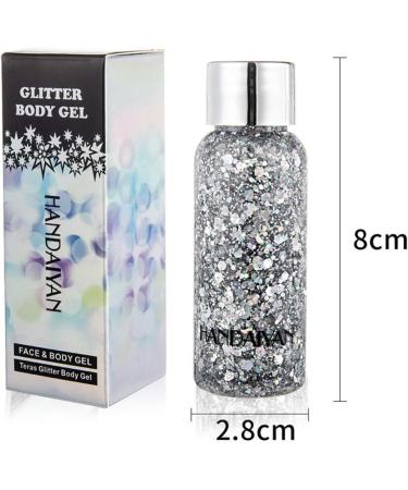 Mermaid Sequins Body Glitter Gel - Long Lasting Makeup for Face, Body, Hair, and Eyes - Silver - Perfect for Festivals and Parties - Easy to Apply and Remove - Buy Online on SooperMarket.com