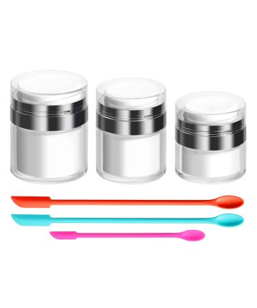 JPNK Airless Pump Jars Empty Airless Cosmetic Travel Container Bottles with Silicone Spatula Set for Creams Gels Lotion Toiletry  0.5 Oz  1 Oz 1.7Oz