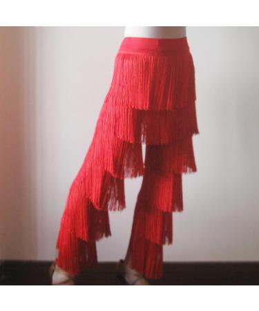 Whitewed Long Fringe Tassel Latin Salsa Ballroom Dance Pants Trousers Clothes 12-14 Red - Buy Online on SooperMarket.com