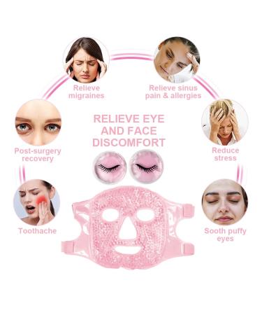 CONBELLA Pink Cooling Face Mask for Dark Circles, Puffiness, Migraines, Headache, Stress, Redness, Acne - Hot/Cold Therapy for Women and Men - Buy Online on SooperMarket.com