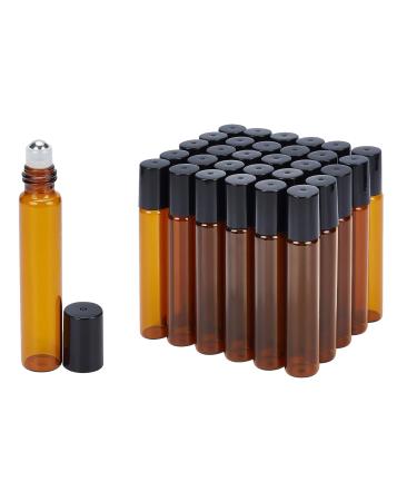 Benecreat 10 ml 30 Packs Sienna Glass Roller bottles Refillable container for ailic ole aromatherapy fragrance lip balm with 5Pack 3ml pipette including 10ml Bernstein